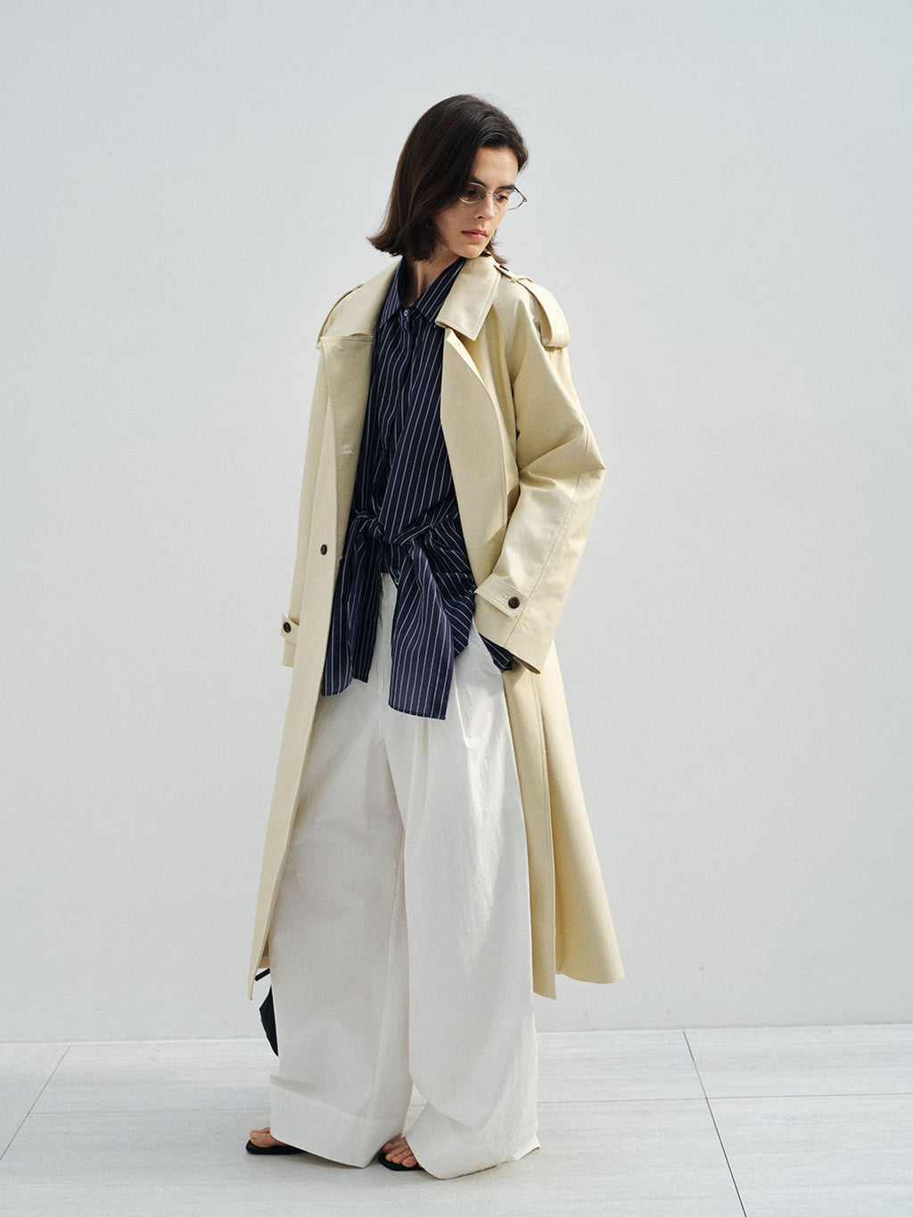 Double-Breasted Belted Relaxed Trench Coat