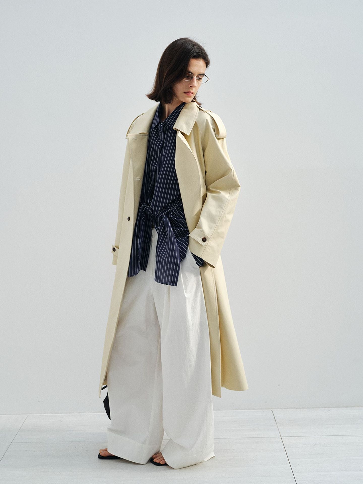 Double-Breasted Belted Relaxed Trench Coat