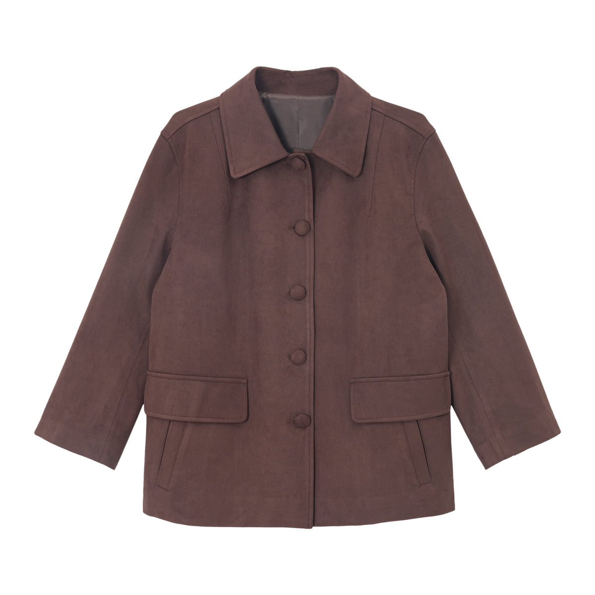 Minimalist Faux Suede Button-Up Jacket
