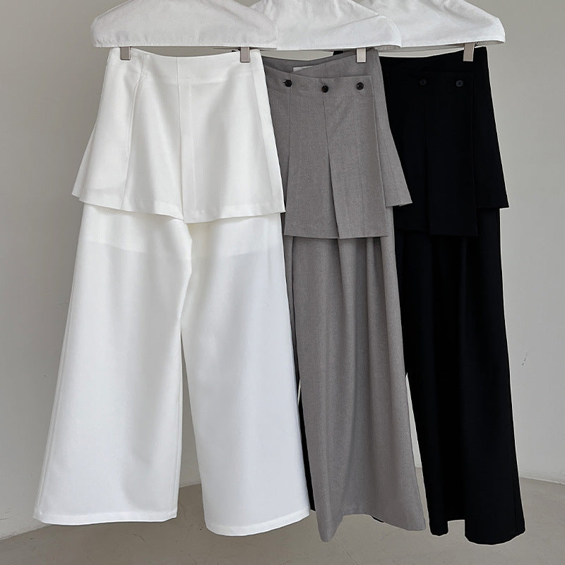 Drape Two-Piece Apron Wide Leg Suit Pants