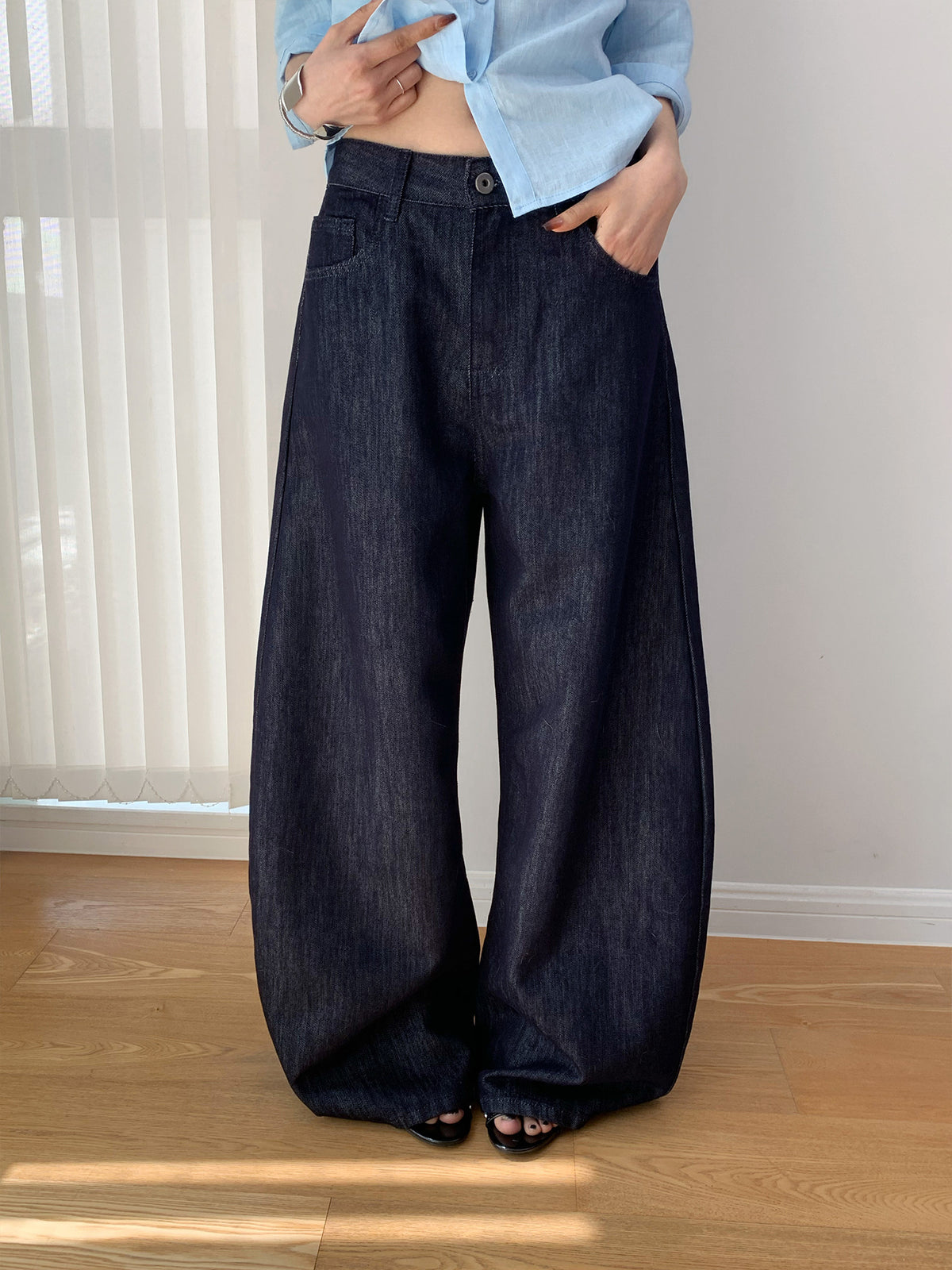 Wide-Leg Casual Long Baggy Jeans