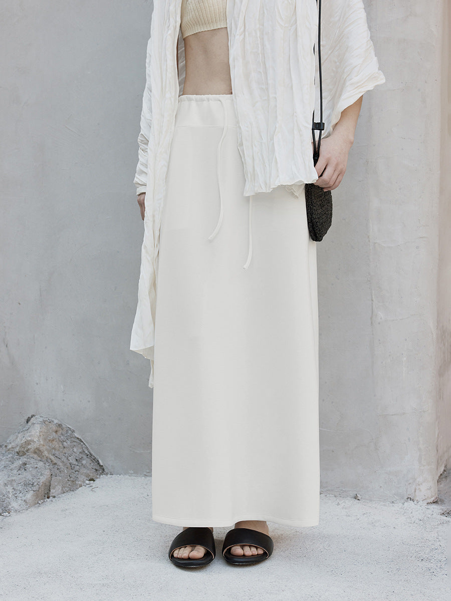 Soft Scuba-Knit A-Line Maxi Skirt