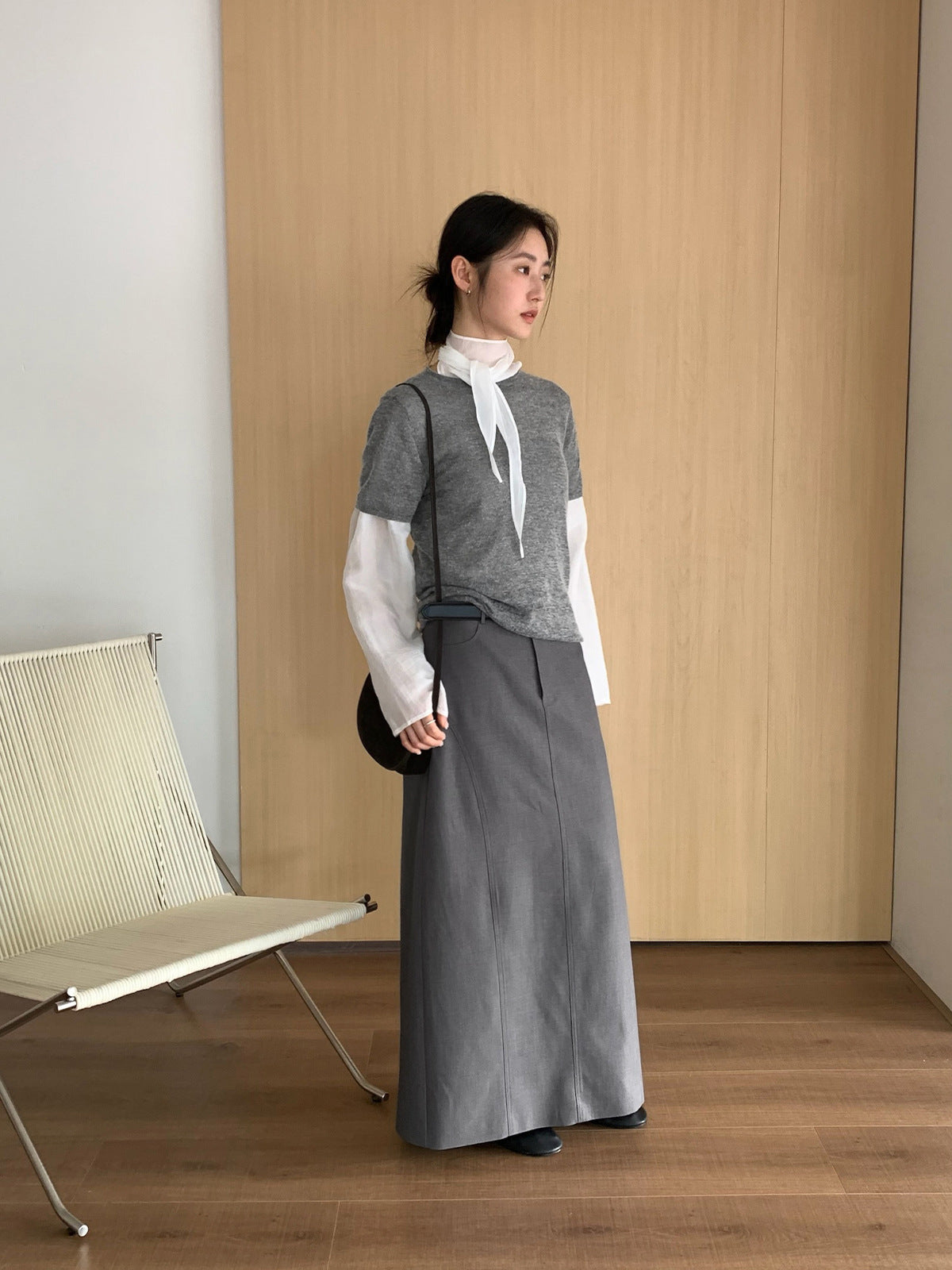 Maxi Straight Skirt with Belt