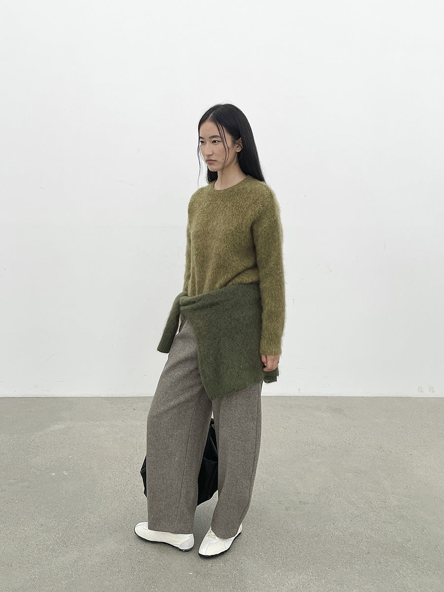 Soft-Fuzz Knit Long Sleeve Crewneck Sweater