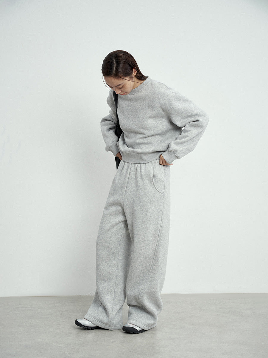 Elastic Waist Straight-Leg Sweatpants