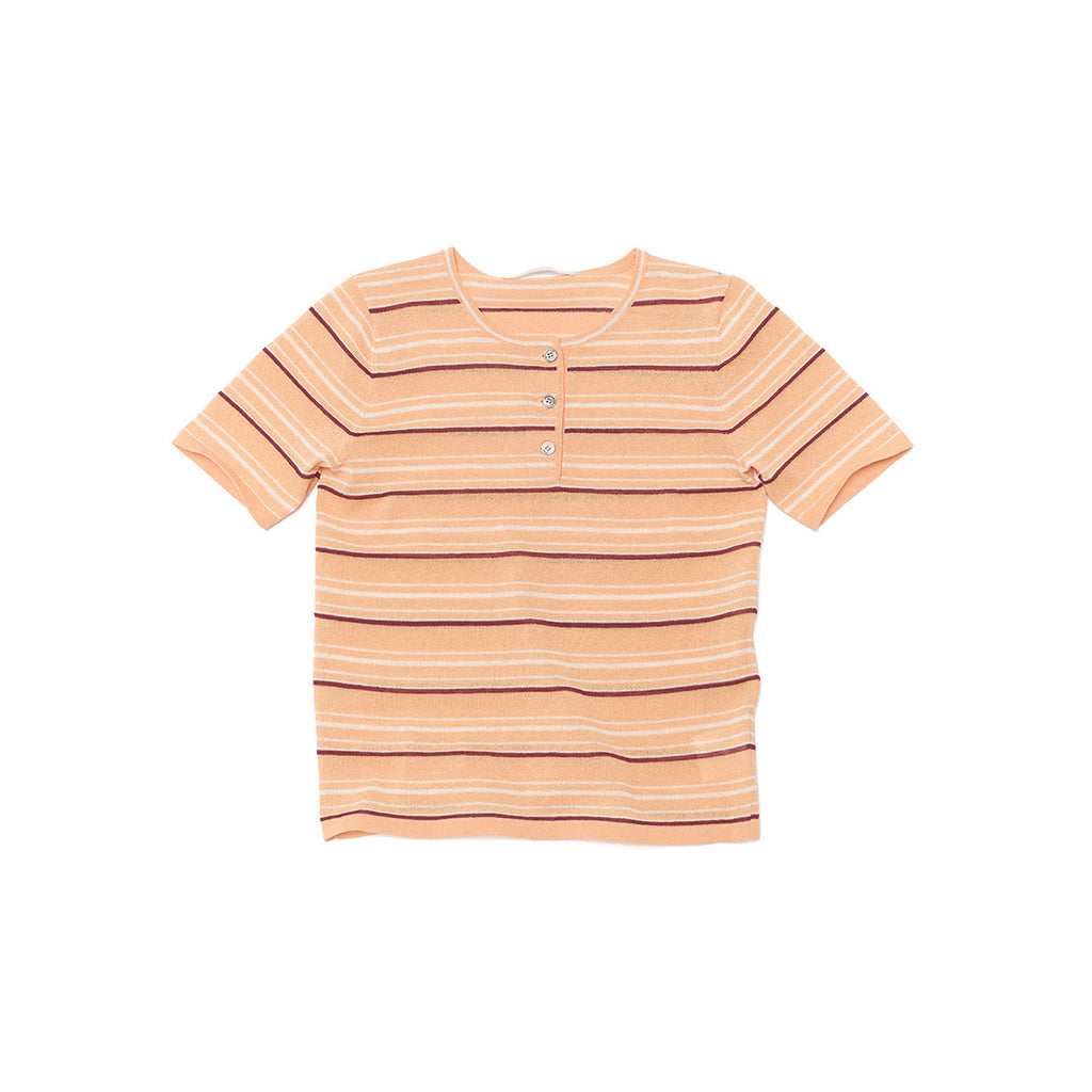 Color-Block Striped Knit Short-Sleeve Top