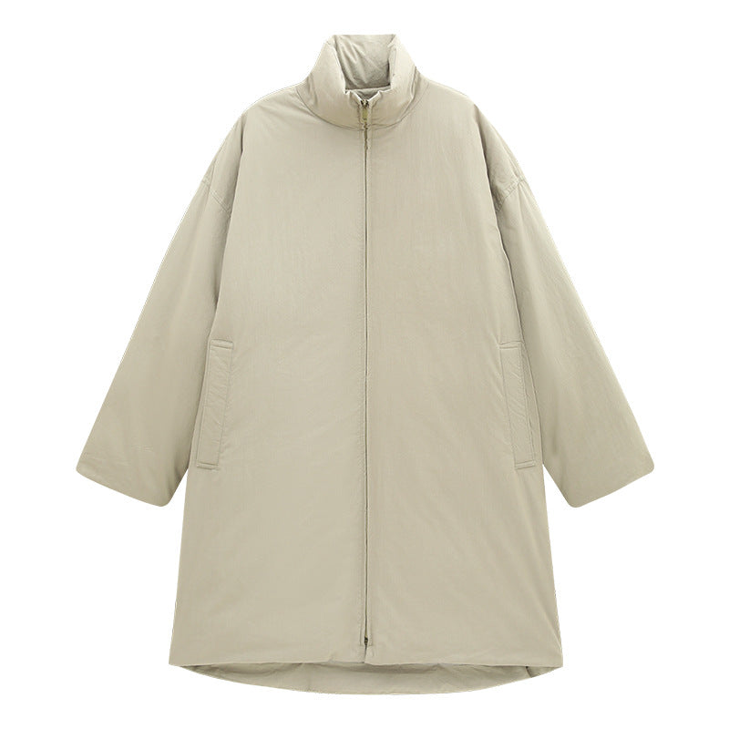 White Duck Down Warm-Locking Mid-Length Down Coat