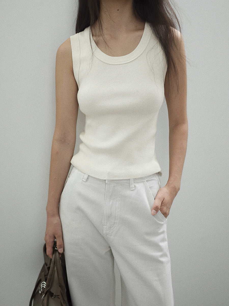Cotton Slim-fit Knit Smooth Tank Top
