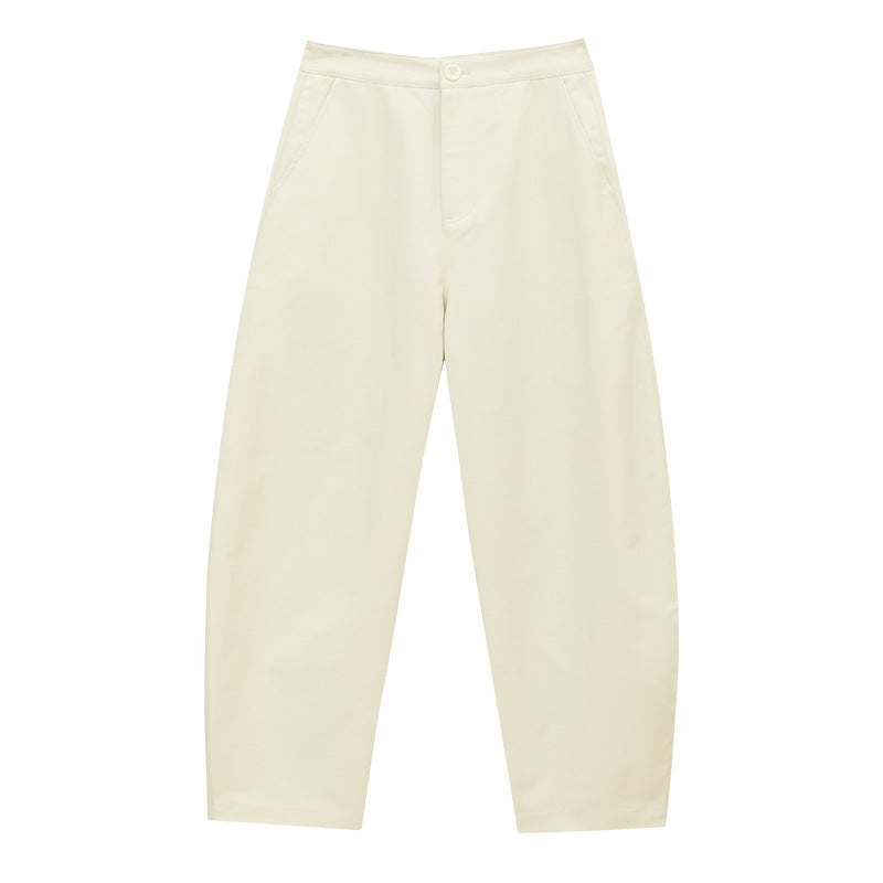 Curved Leg Silhouette High-Waisted Relaxed Tapered Trousers