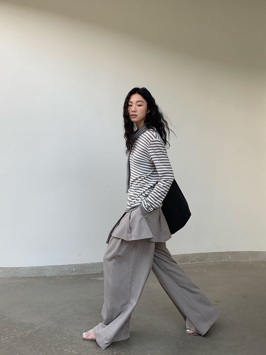 Drape Two-piece Apron Wide-leg Suit Pants