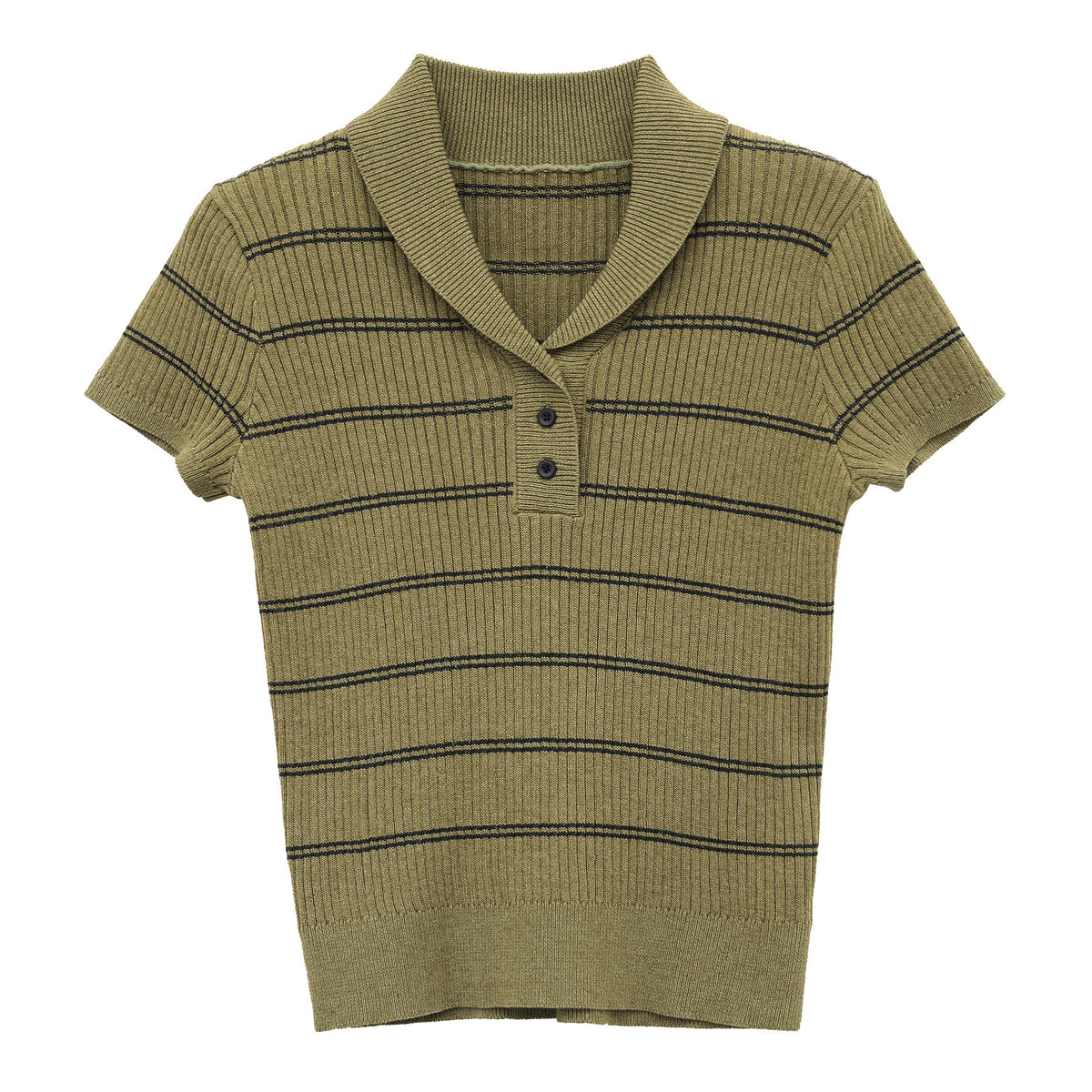 Striped V-Neck Polo Shirt