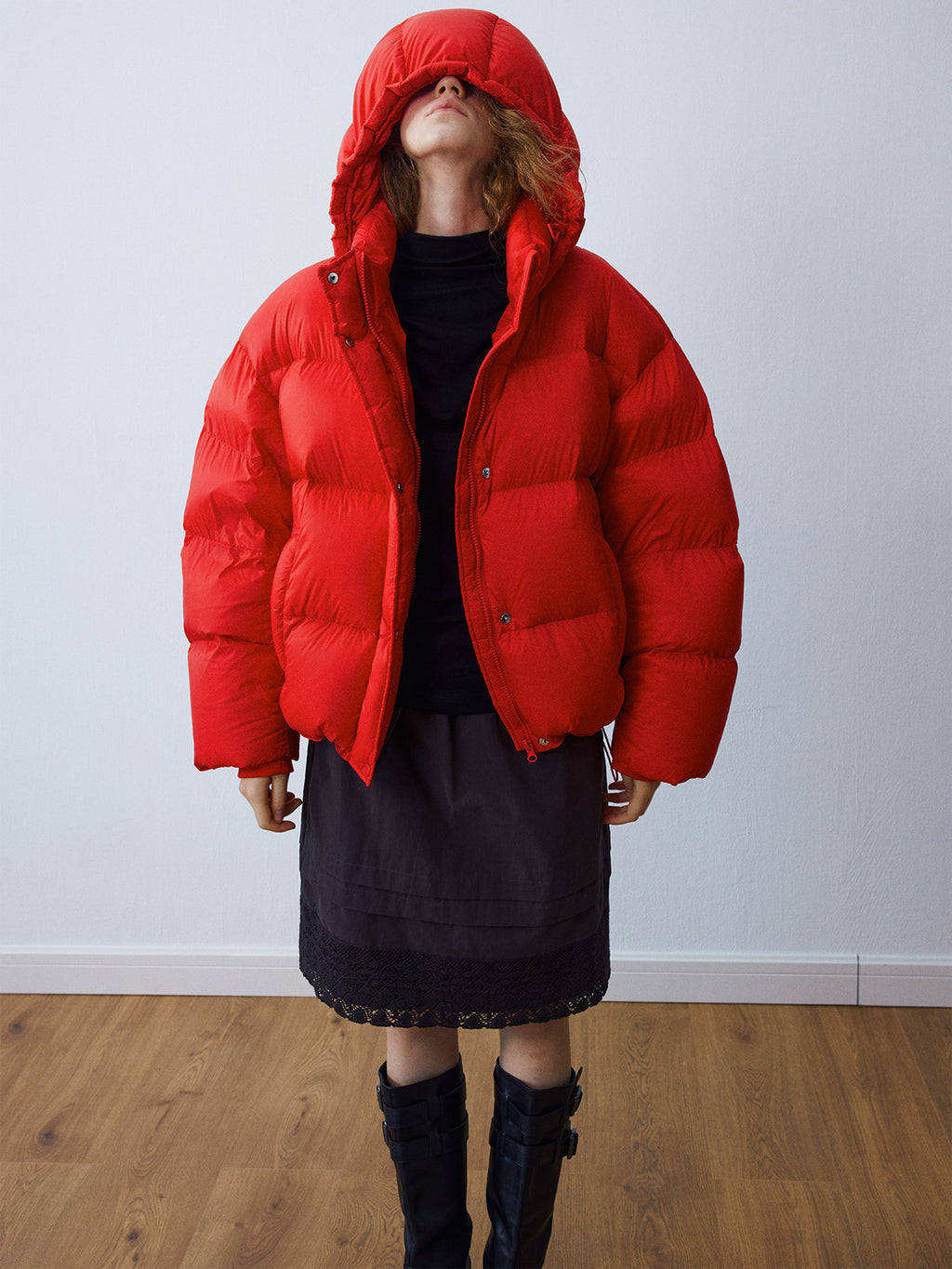 Drawstring Hem Warm Puffer Jacket