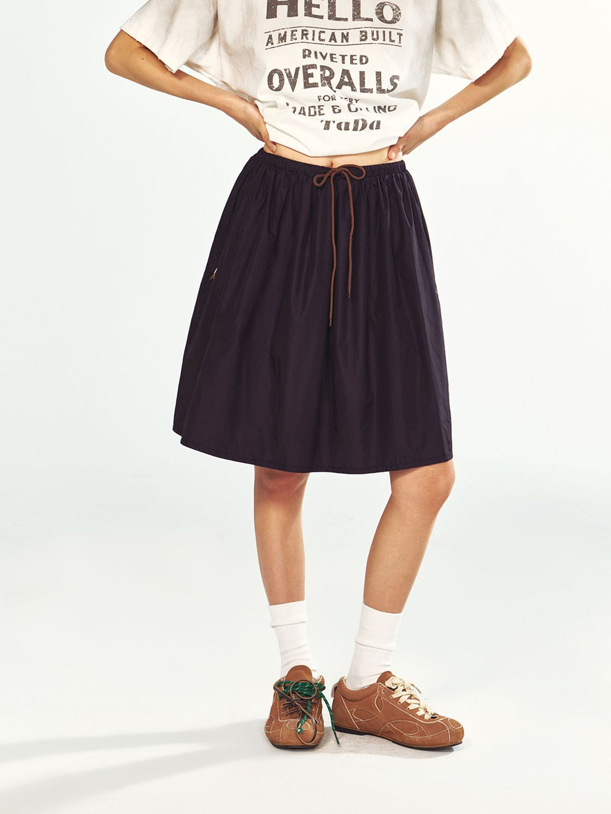 Stylish Sporty Drawstring Waist Sports Midi Skirt