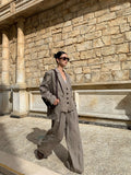 Wide-Leg Linen Suit Pants