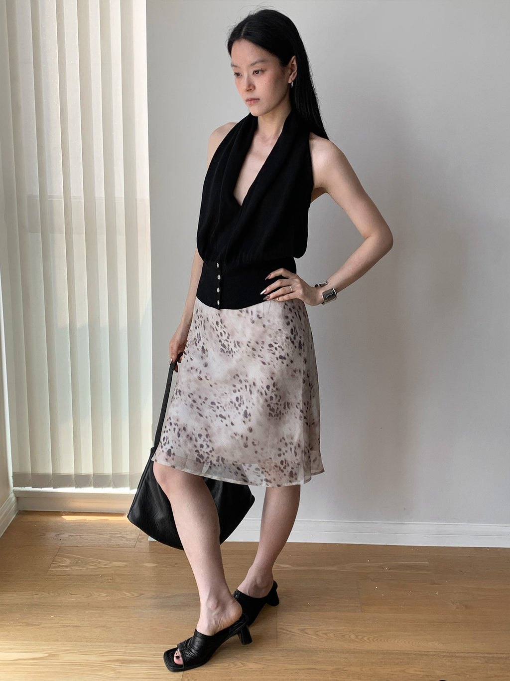 Leopard Print Soft Midi Skirt