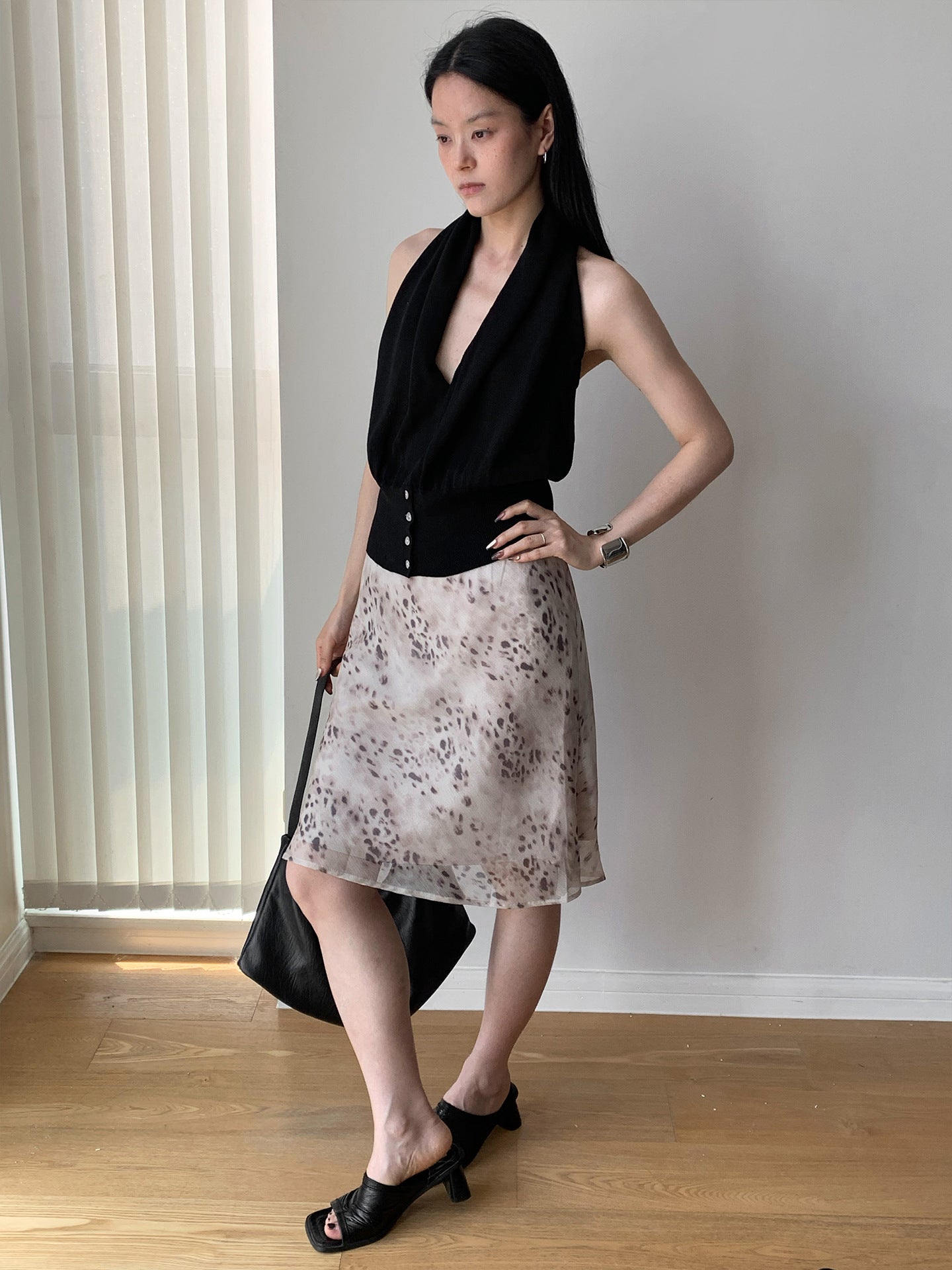 Leopard Print Soft Midi Skirt