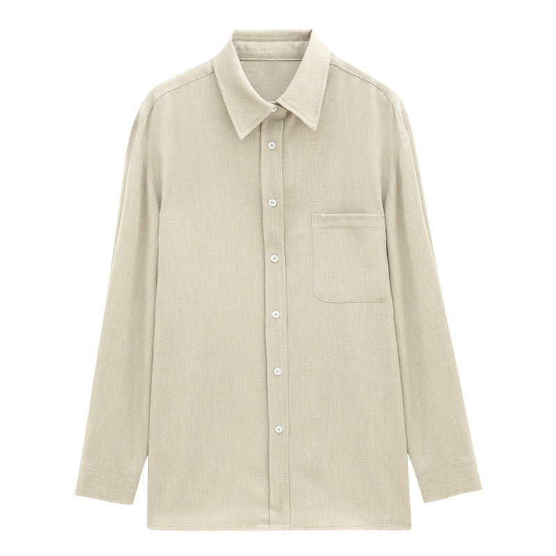 Relaxed Oversized Button-Front Shirt with Pocket