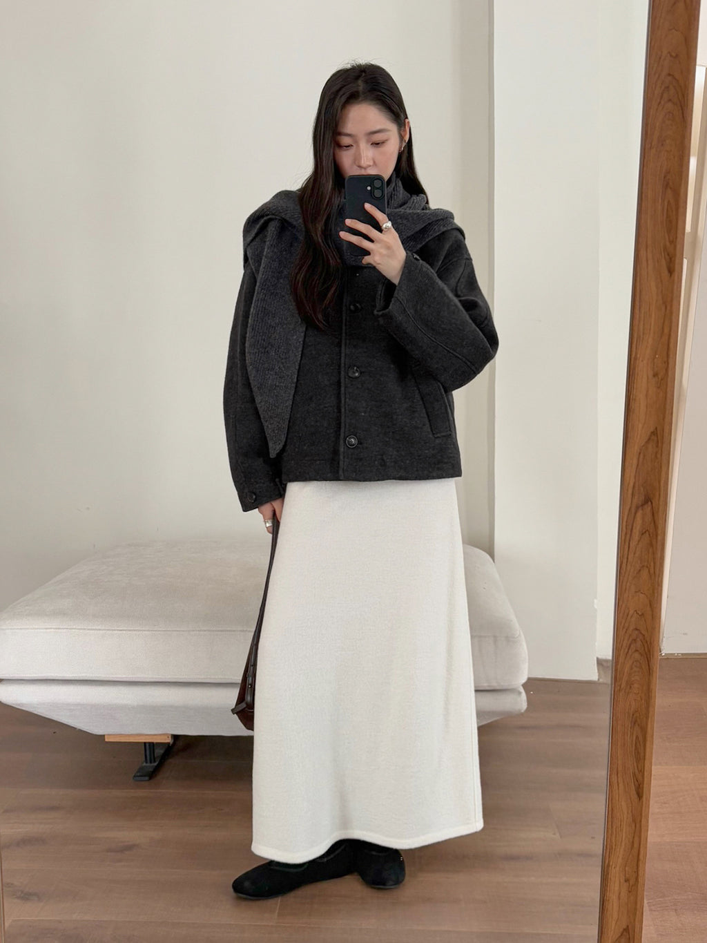 Wool Tweed A-line Maxi Skirt