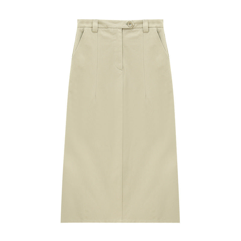 High-Rise Tailored Straight Midi Skirt