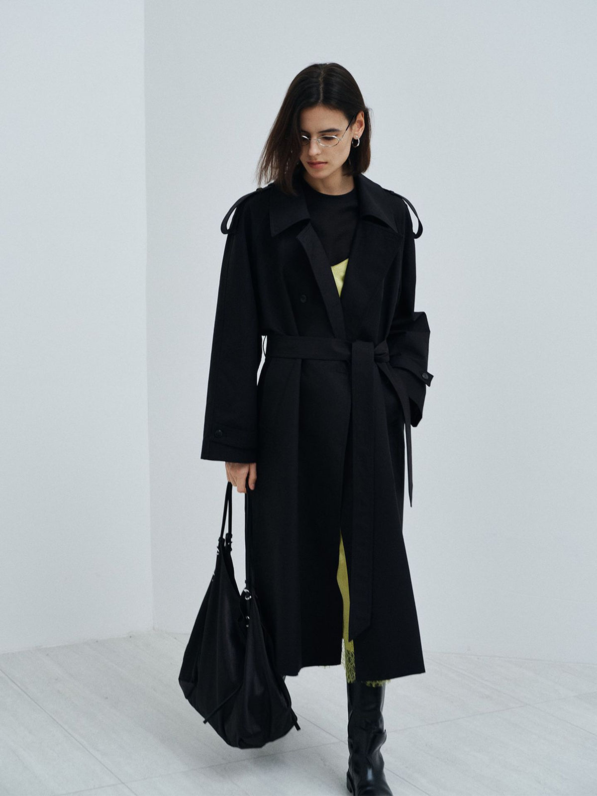 Double-Breasted Belted Relaxed Trench Coat
