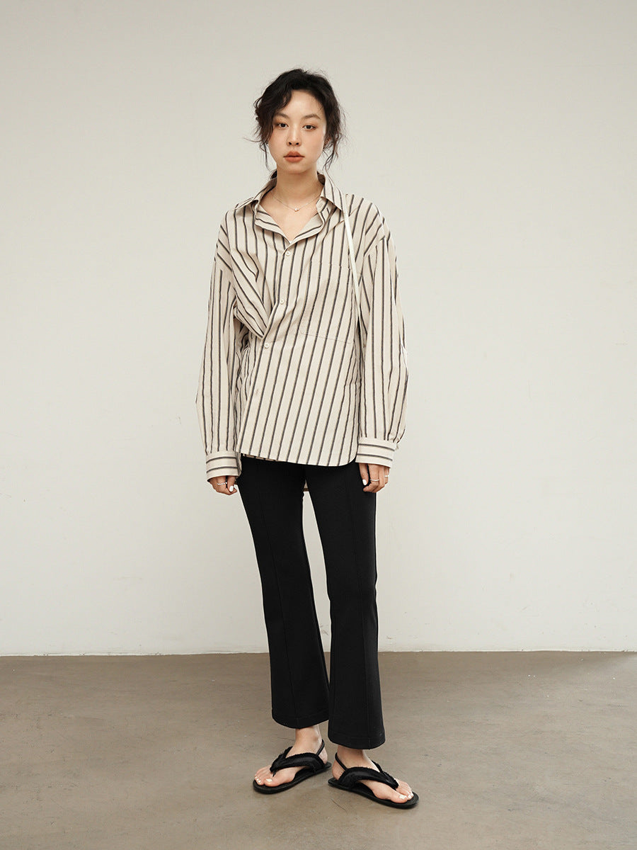Elastic Waist Slim Flared Casual Pants