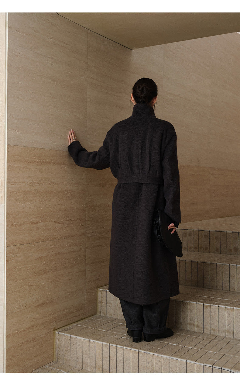 Double-Breasted Long Belt Double-Sided Alpaca Wool Cashmere Coat