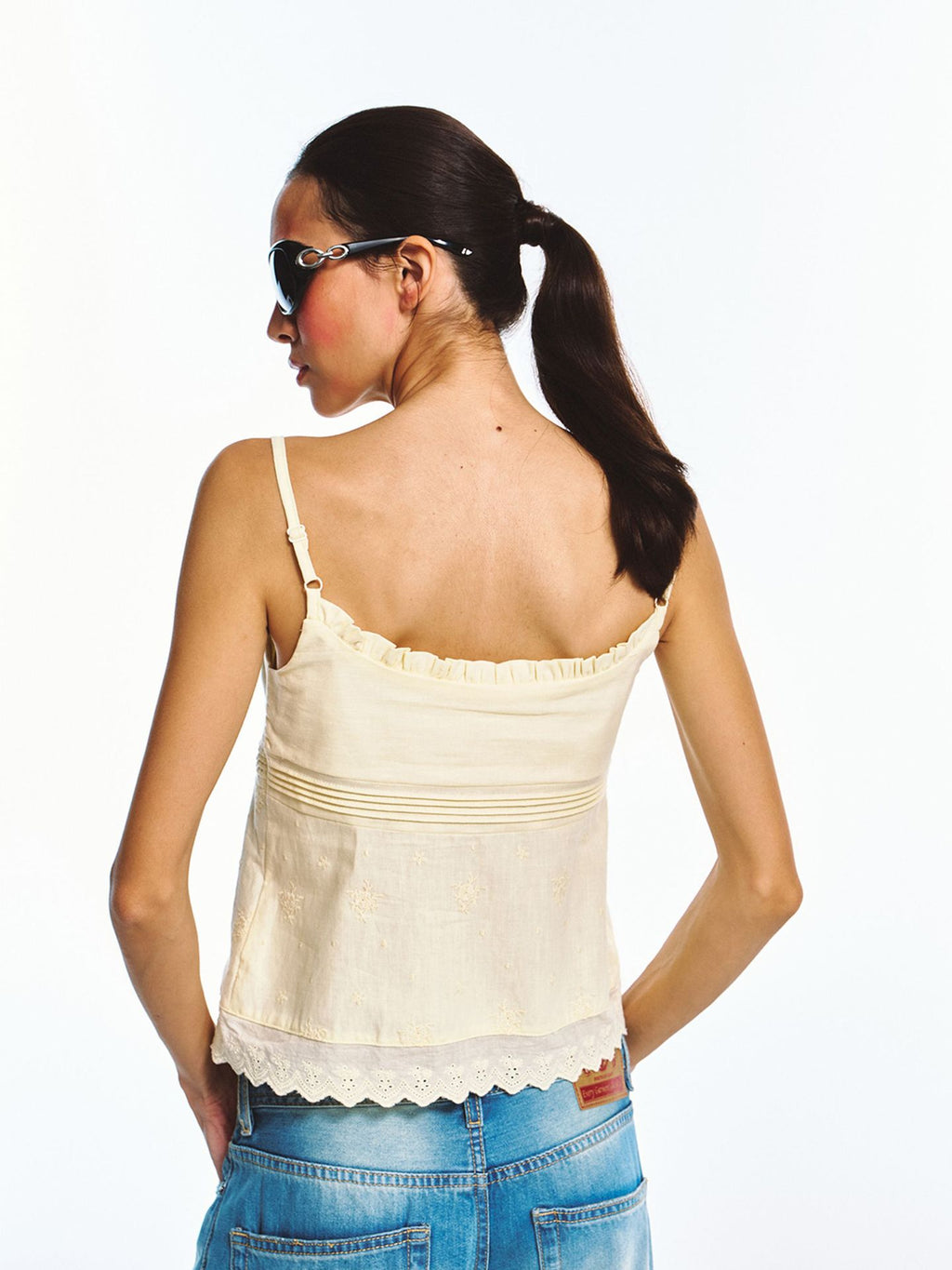 Linen-cotton Beautiful Vintage Style Embroidered Camisole Top
