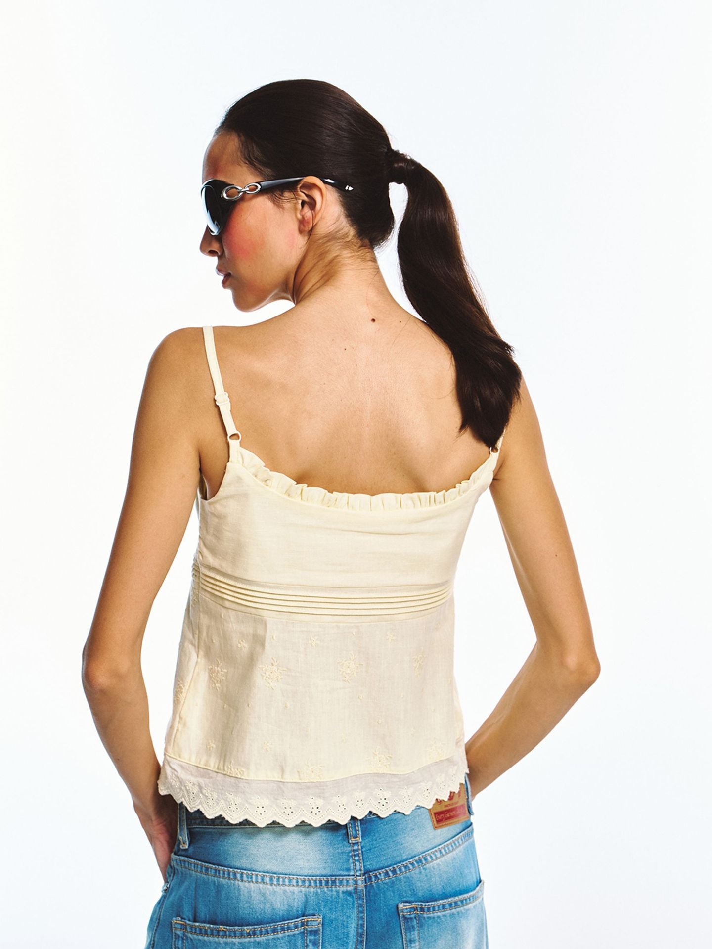 Linen-cotton Beautiful Vintage Style Embroidered Camisole Top