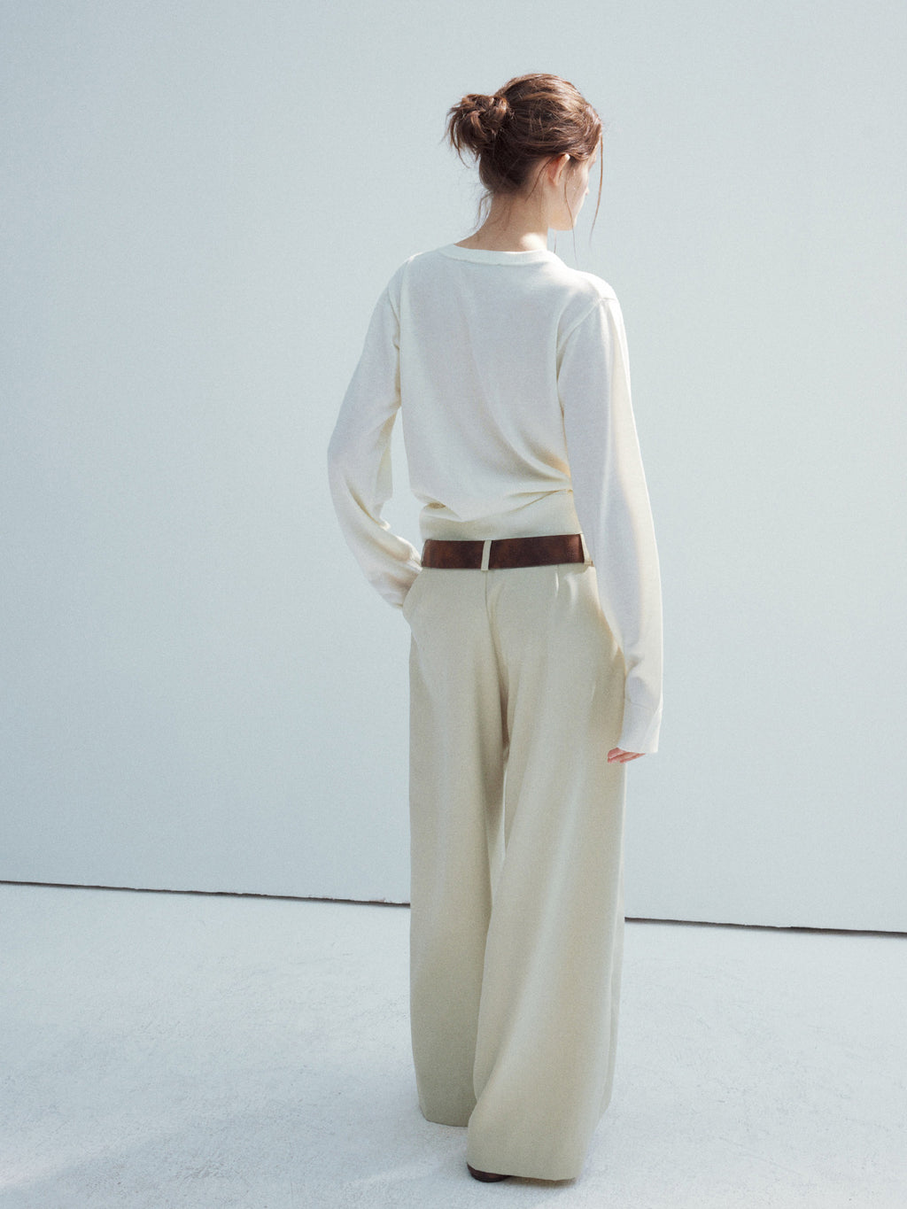 High-waisted Pleated Straight Leg Trousers