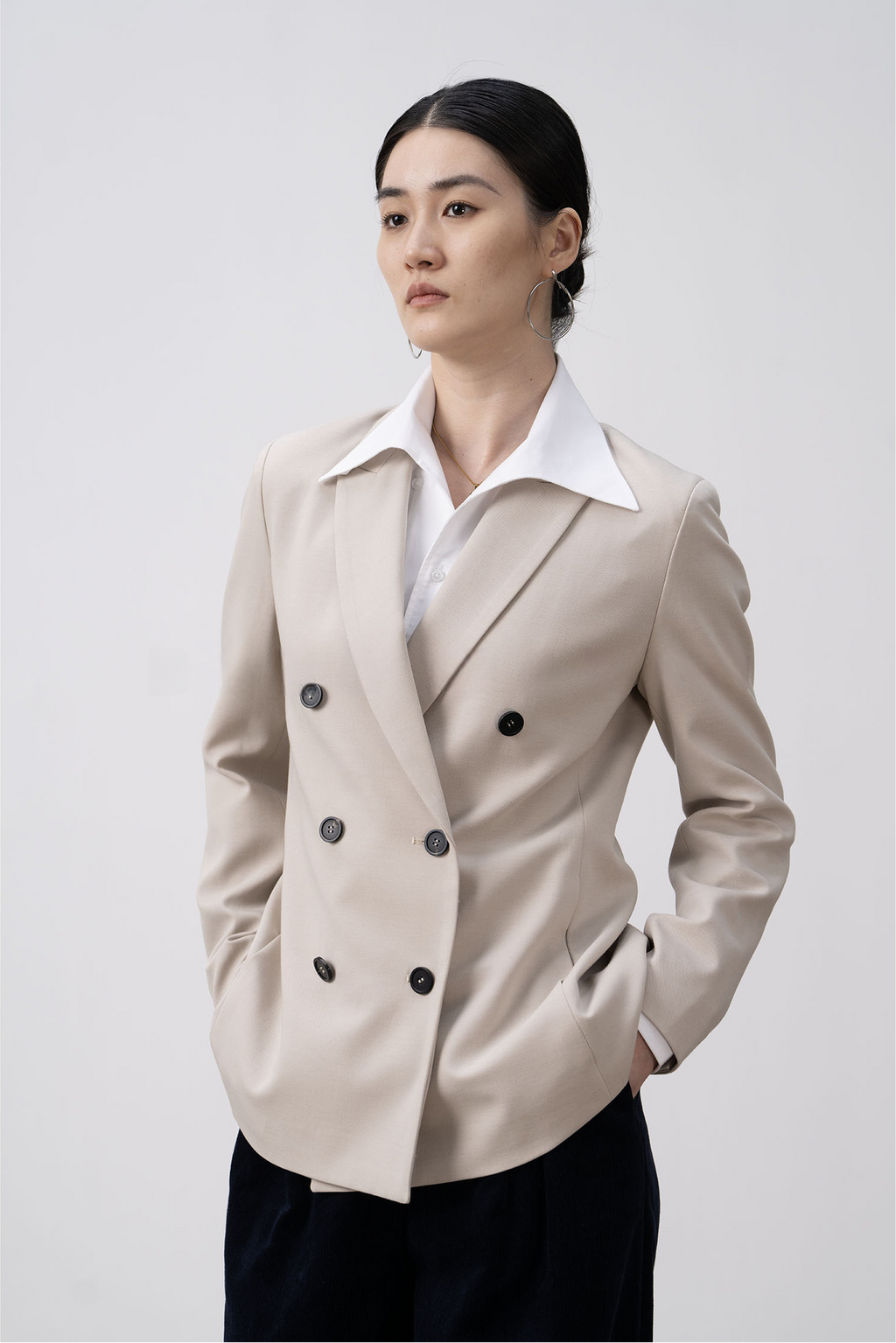Premium Double-breasted Flared Collar Blazer