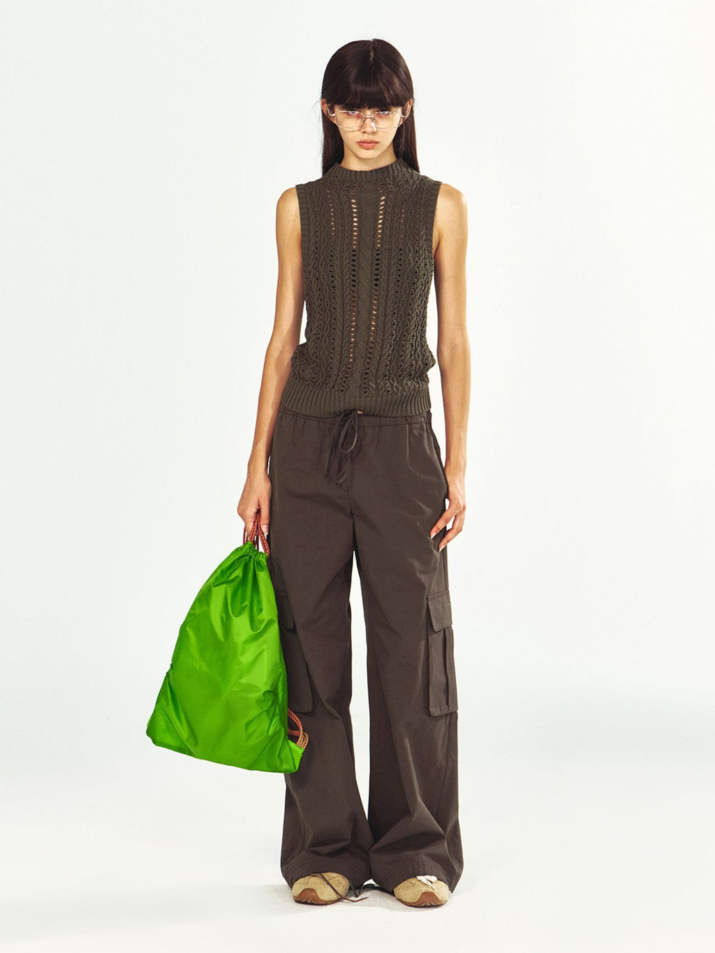Straight-leg Slimming Drawstring Work Pants