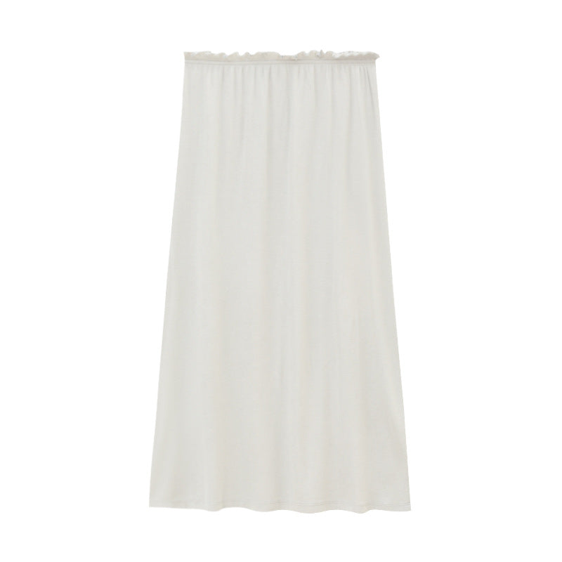 Soft Stretch Ruffled Elastic Waistband Midi Skirt