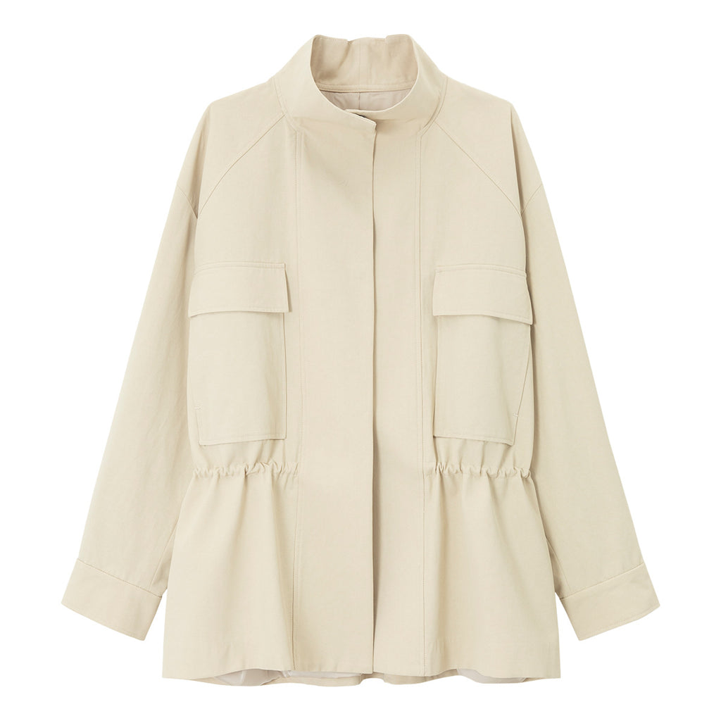 Stand Collar Large Patch Pocket Jacket