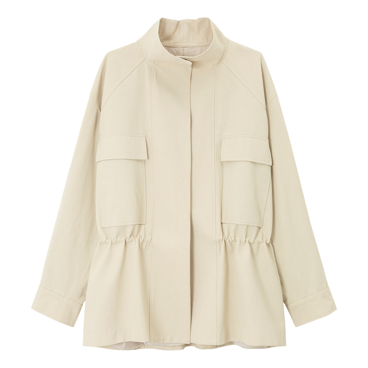 Stand Collar Large Patch Pocket Jacket