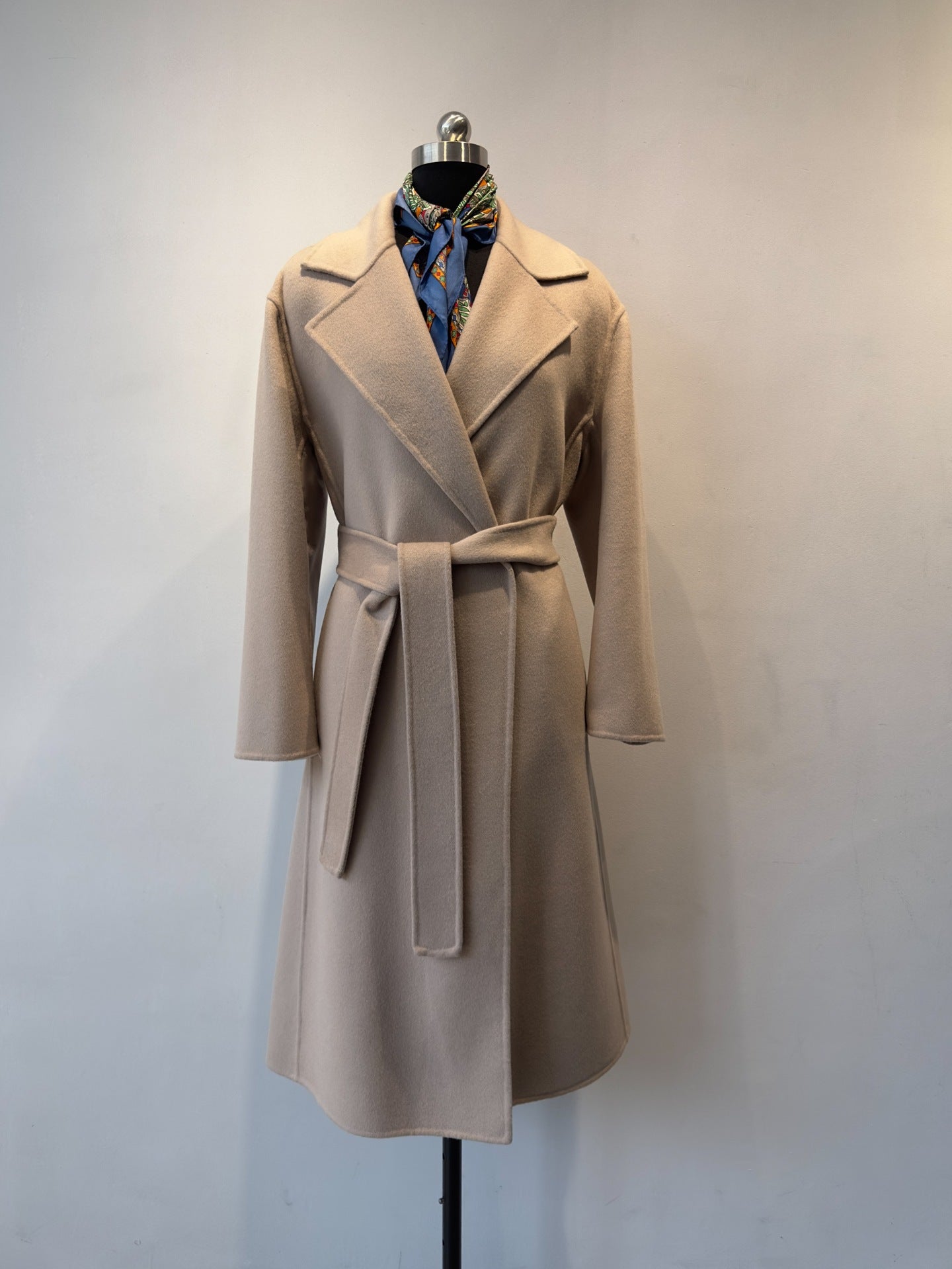 Cashmere Merino Wool Mulberry Silk Suit Collar Long Coat