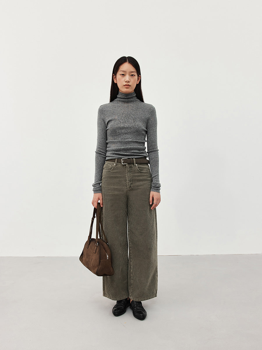 Straight-Leg Corduroy Casual Pants
