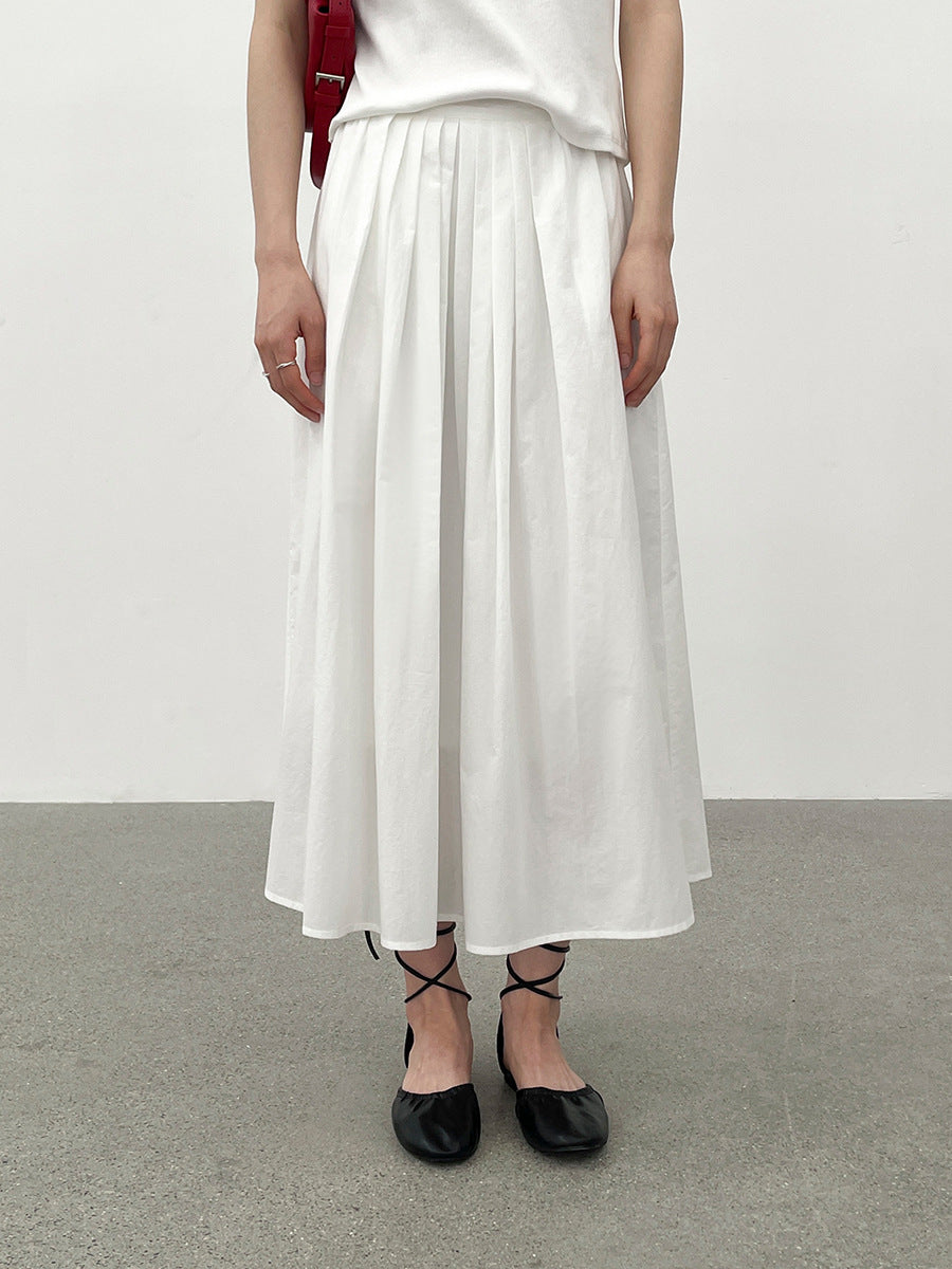 Gathered Pleated A-Line Maxi Skirt