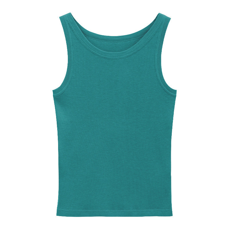Round Neck Soft Textured Wool Tank Top