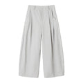 High-waisted Cotton Brushed Curved Baggy Pleated Pants