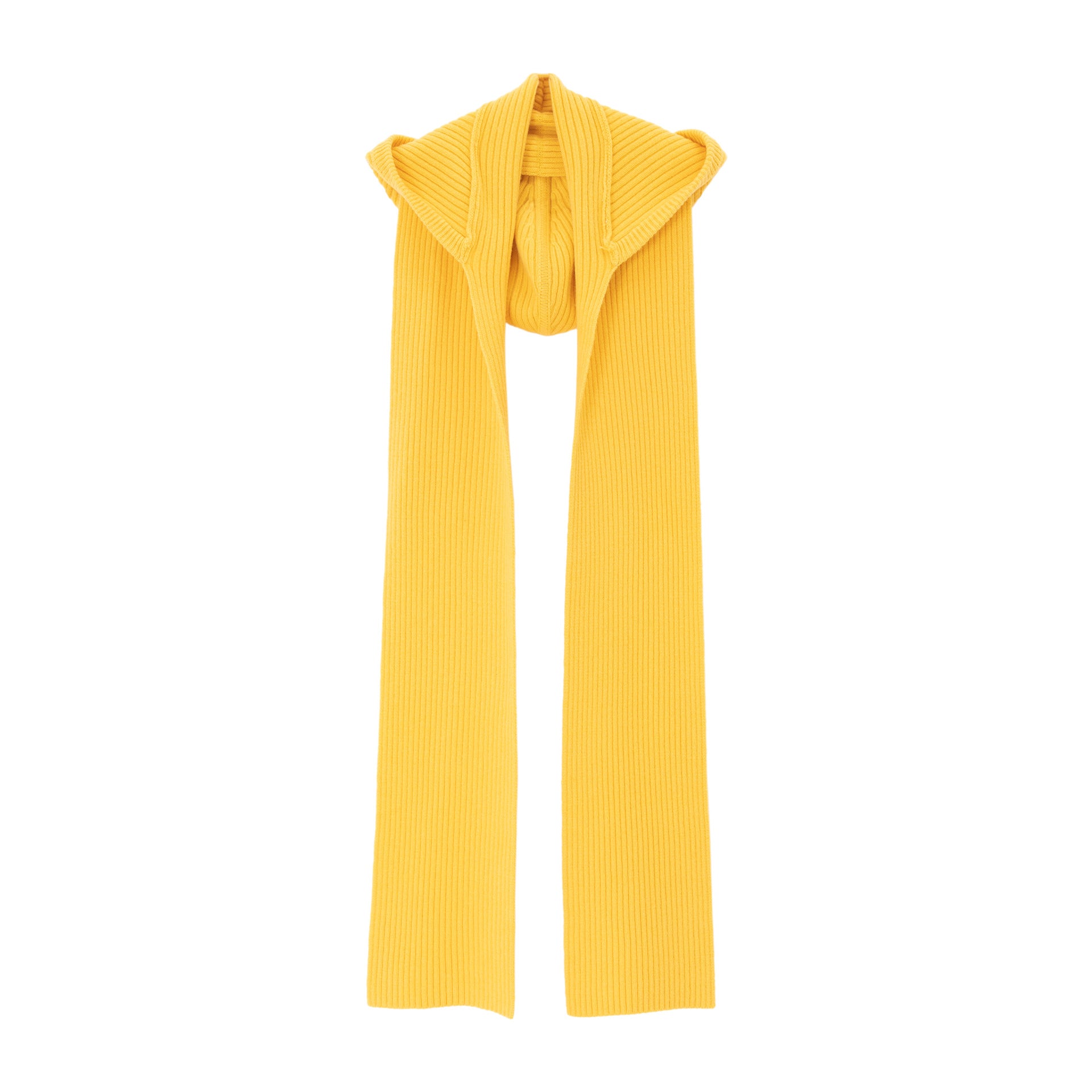 Merino Wool Groove Ribbed Hooded Scarf