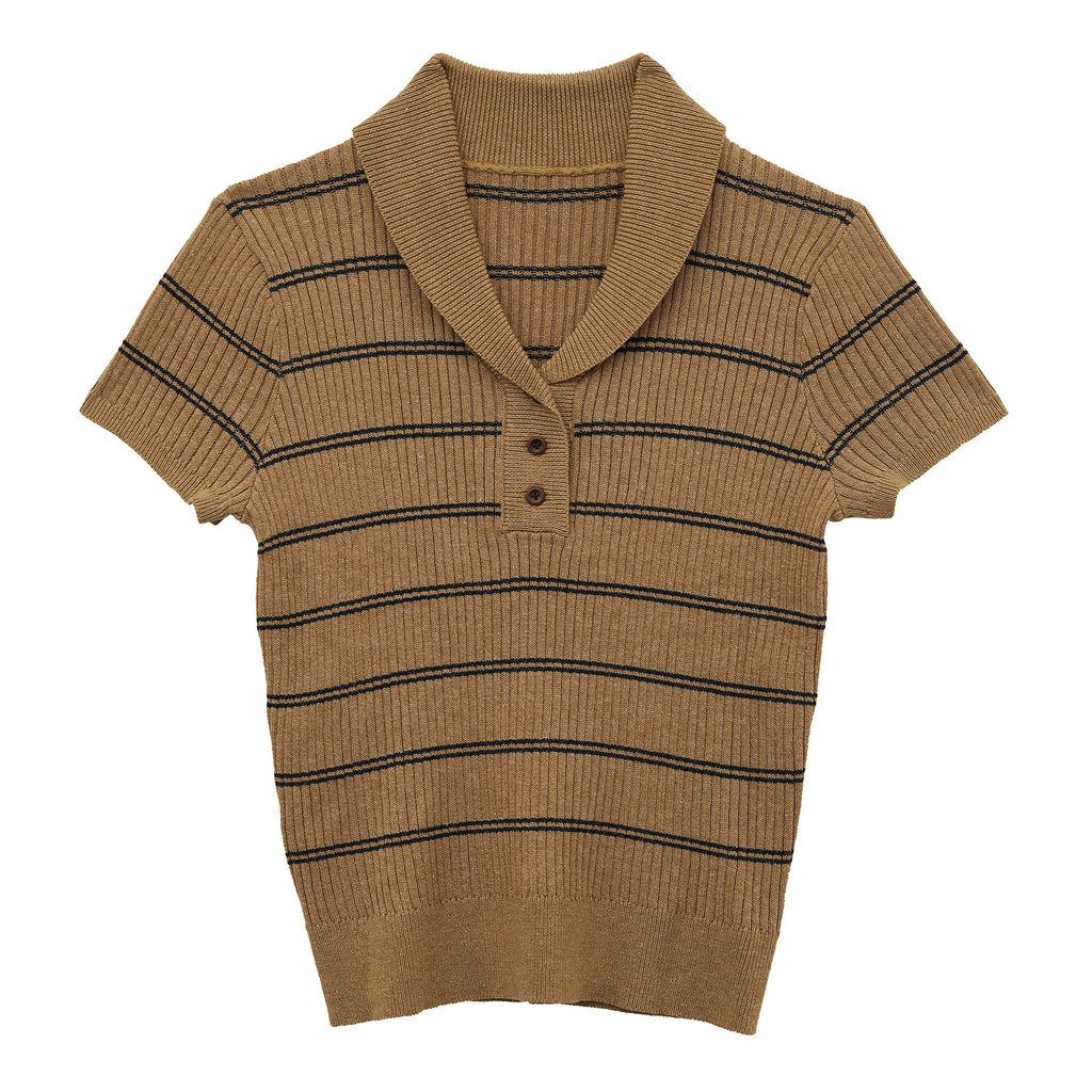 Striped V-Neck Polo Shirt