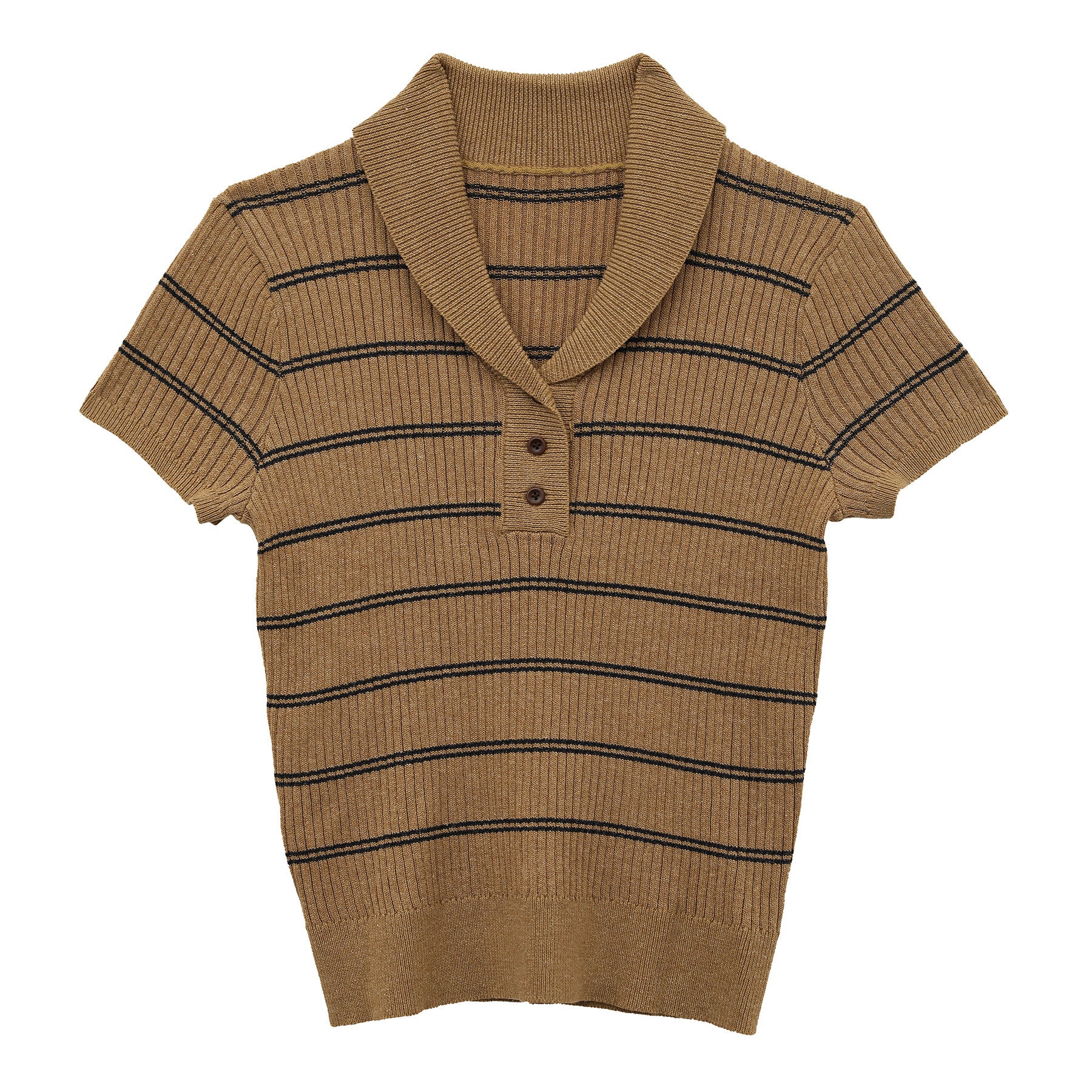 Striped V-Neck Polo Shirt
