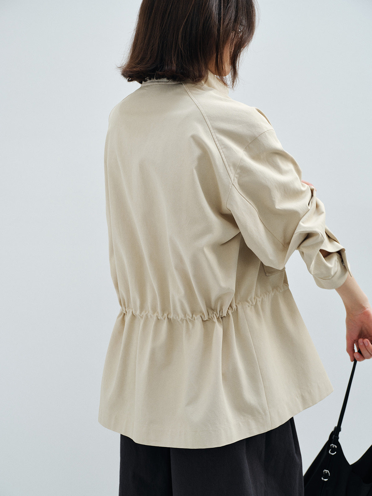 Stand Collar Large Patch Pocket Jacket