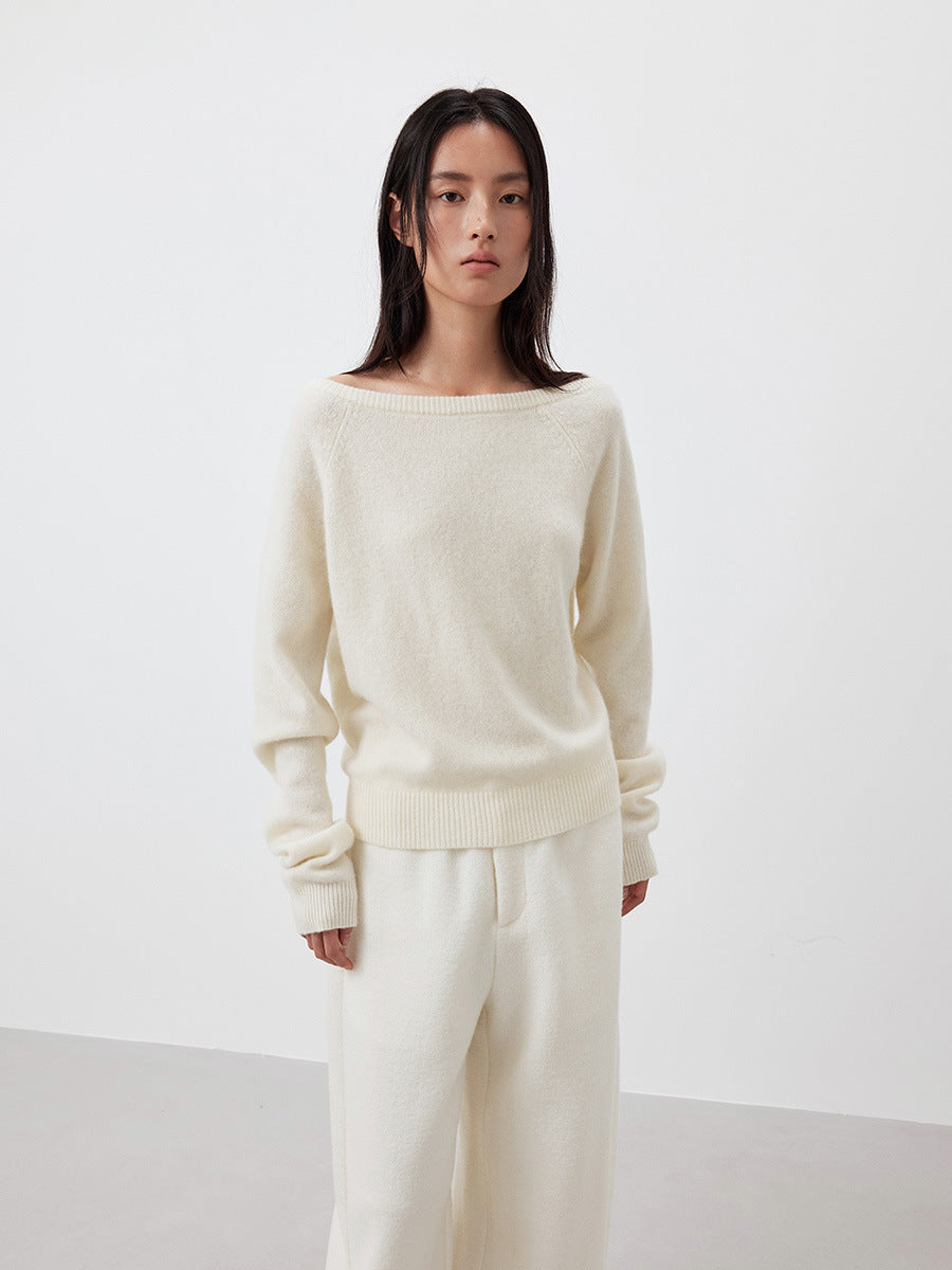 Love with Nancy Thirteen Lines minimalist winter Korean style off-shoulder wool soft warm atmosphere sweater for women 03402