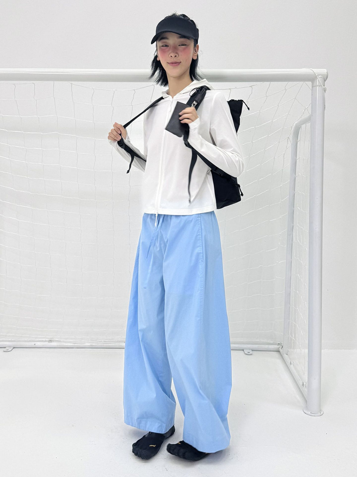 Cotton Drawstring Elastic Waist Baggy Wide-Leg Pants