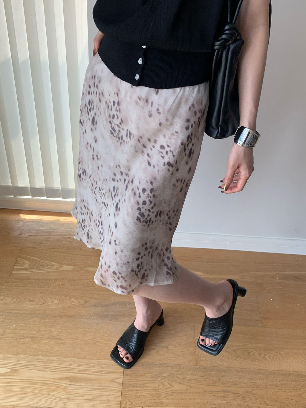 Leopard Print Soft Midi Skirt