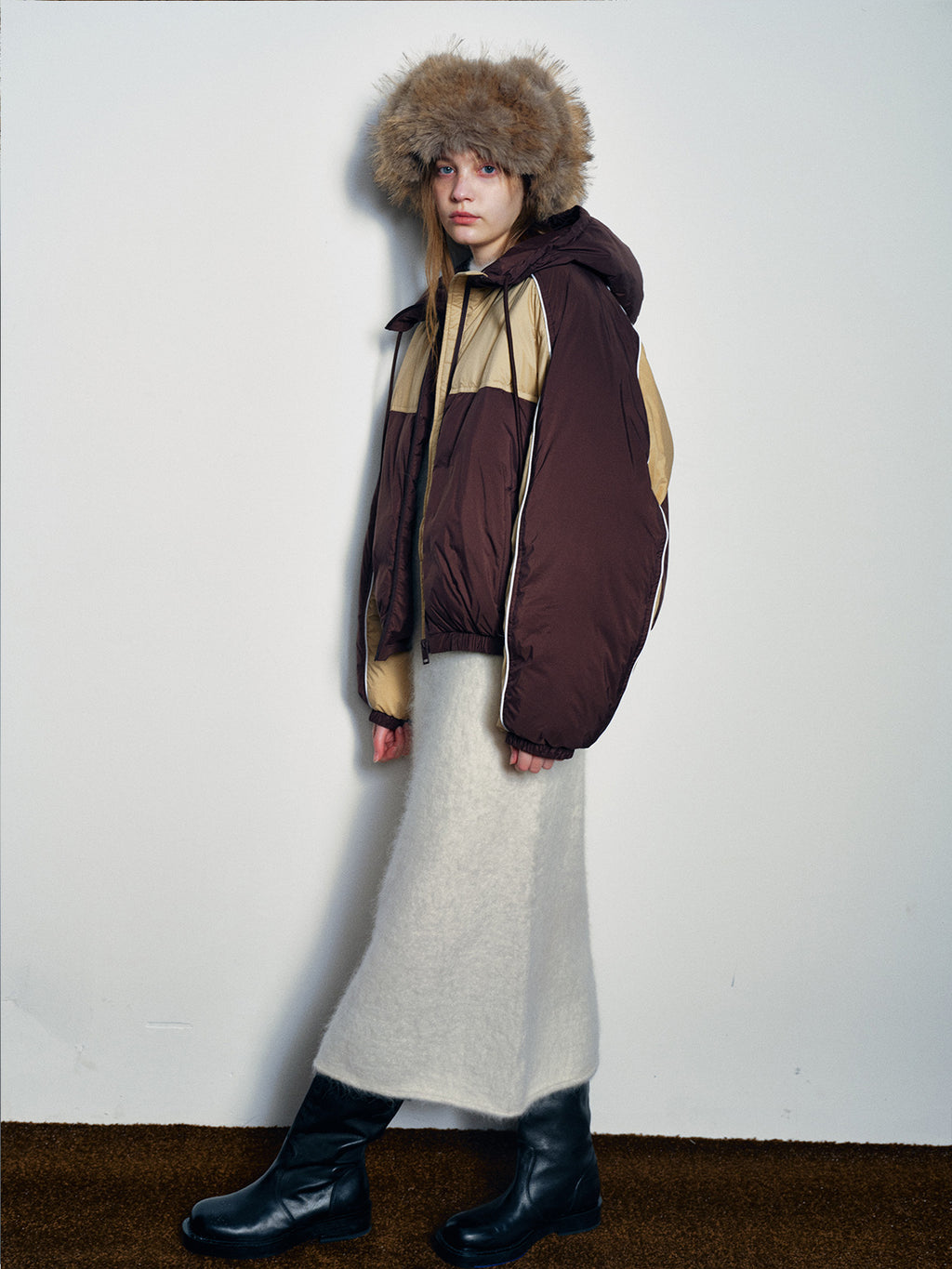 Retro Sports Contrast Duck Down Jacket