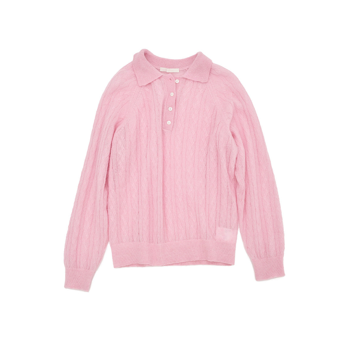 Casual Polo Collar Long Sleeve Wool Sweater