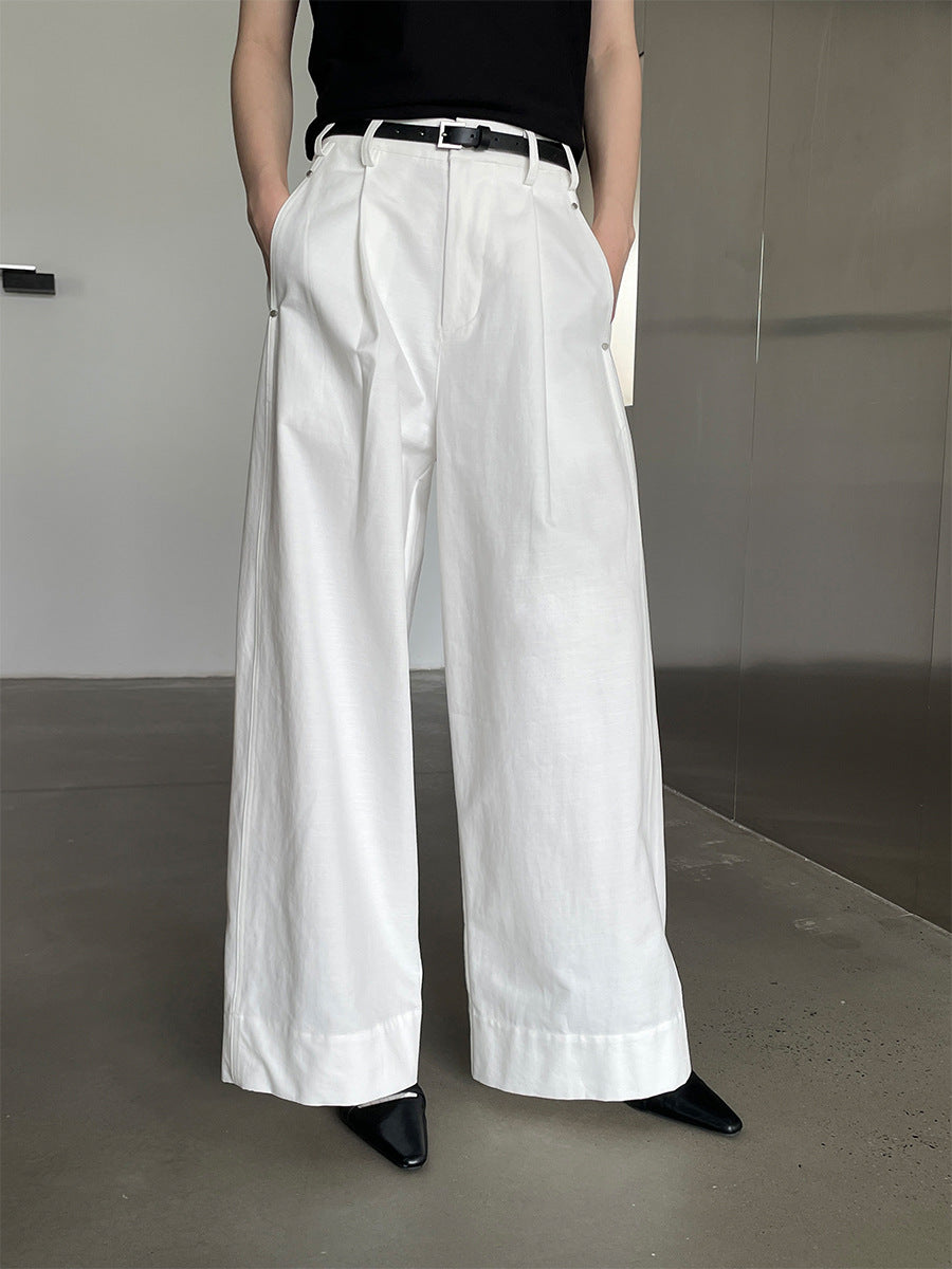 High-Waist Wide-Leg Loose Pleated Pants