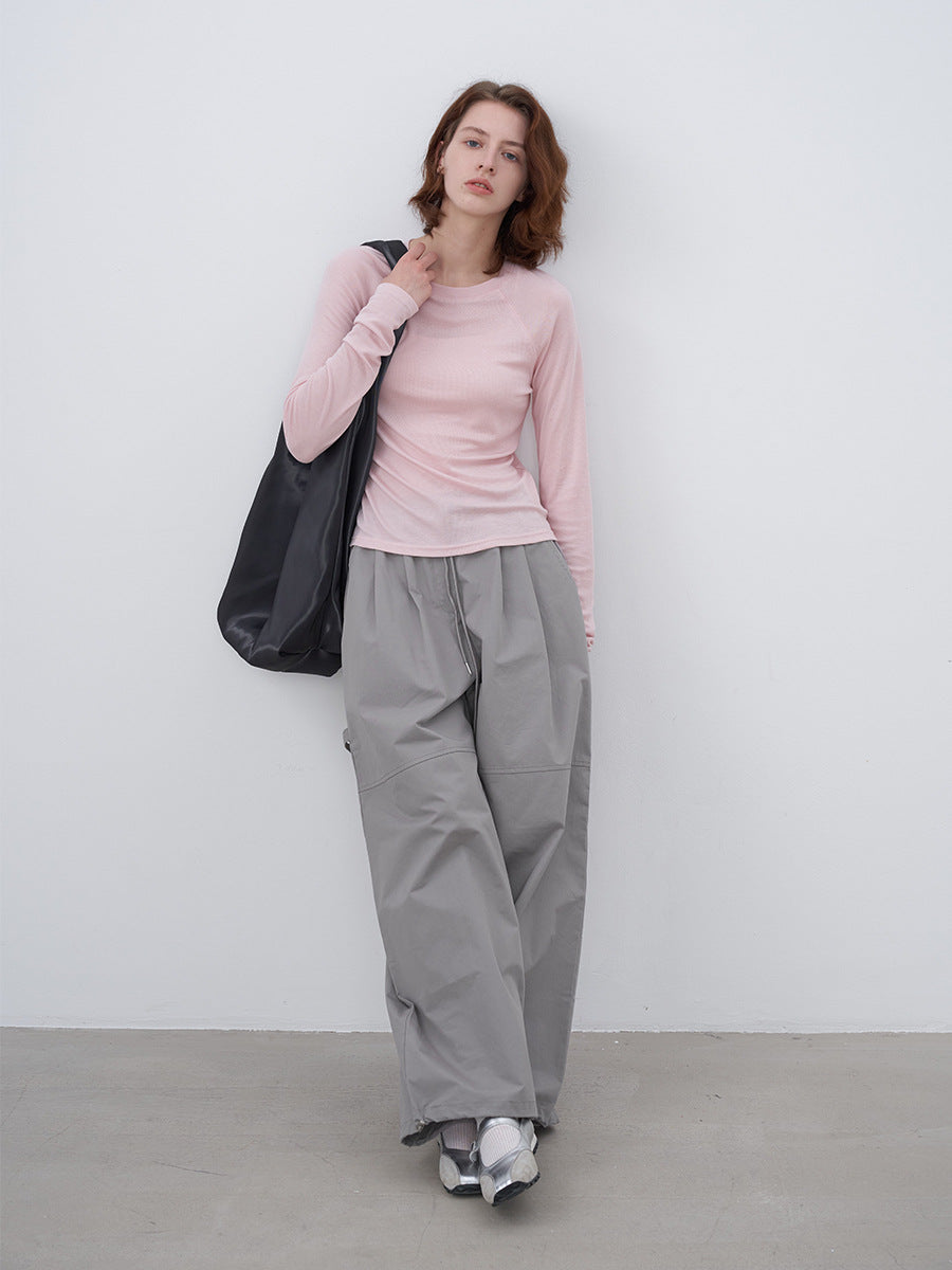 Cotton Elastic Waist Light Sports Style Pants